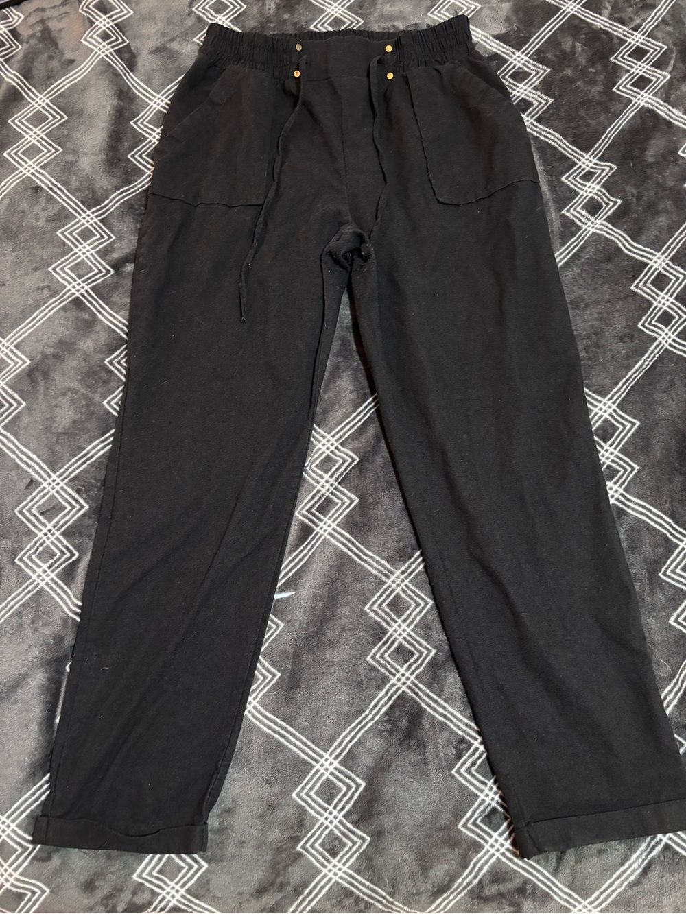 Ci Sono Black Straight Leg Drawstring Pants